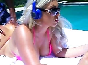 A hot interracial outdoor fuck by the pool with As