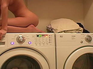 Teen masturbates on the washing machine