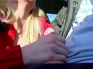 Amateur blowjob in a car and home fuck